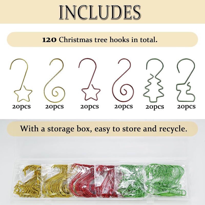 Twinkleplant 120 Pcs Christmas Ornament Hooks with Storage Box - Ornaments Hanger Hooks for Tree Decoration Hanging Holiday Ornaments - Image 5